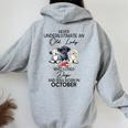 Never Underestimate An Old Lady Who Loves Dogs October Women Oversized Hoodie Back Print Sport Grey
