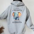 Never Underestimate A Woman Who Loves Elephants Women Oversized Hoodie Back Print Sport Grey