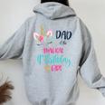 Unicorn Dad Of The 4Th Birthday Girl Matching Papa Women Oversized Hoodie Back Print Sport Grey