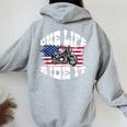 Us American Flag Biker Motorcycle T For Women Women Oversized Hoodie Back Print Sport Grey