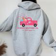 Valentine Labor And Delivery Nurse Squad Cupid's Delivery Co Women Oversized Hoodie Back Print Sport Grey
