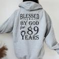 Vintage Blessed By God For 89 Years Happy 89Th Birthday Women Oversized Hoodie Back Print Sport Grey
