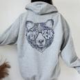 Vintage Mama Bear Face Sunglasses Mom Mommy Mother's Day Women Oversized Hoodie Back Print Sport Grey