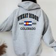 Vintage Wheat Ridge Colorado Co State Flag Women Oversized Hoodie Back Print Sport Grey