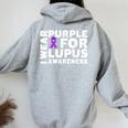 I Wear Purple For Lupus Awareness Month Lupus Support Women Oversized Hoodie Back Print Sport Grey