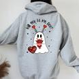 Will You Be My Boo Ghost Boujee Valentines Day Girls Women Oversized Hoodie Back Print Sport Grey