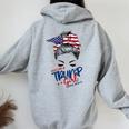 Yes I'm A Trump Girl Deal With It Messy Hair Bun Trump Women Oversized Hoodie Back Print Sport Grey