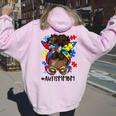 African Black Autism Mom Afro Mother Autism Awareness Women Oversized Hoodie Back Print Light Pink