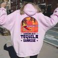 Bartender Mixing Tequila Sunrise Mexican Mexico Women Oversized Hoodie Back Print Light Pink