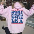In My Baseball Sister Era Groovy Proud Baseball Sister Cute Women Oversized Hoodie Back Print Light Pink