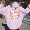 Best Mama Ever Strong Vintage Women Oversized Hoodie Back Print Light Pink