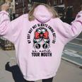 My Boy May Not Always Swing But I Do So Watch Your Mouth Mom Women Oversized Hoodie Back Print Light Pink