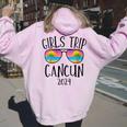 Cancun Girls Trip 2024 Summer Vacation Girls Beach Weekend Women Oversized Hoodie Back Print Light Pink