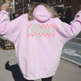 Checkered Mama Retro Mom Life Mother's Day New Mom Women Oversized Hoodie Back Print Light Pink