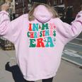In My Christmas Era Cute Groovy Christmas Holiday Xmas Women Oversized Hoodie Back Print Light Pink