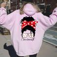 Cincinnati Messy Bun Baseball Fan Souvenir I Love Cincinnati Women Oversized Hoodie Back Print Light Pink