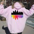 Cincinnati Ohio Lgbtq Gay Pride Rainbow For Women Women Oversized Hoodie Back Print Light Pink