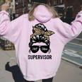 Cool SHIT Show Supervisor Hilarious Vintage For Adults Women Oversized Hoodie Back Print Light Pink