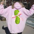 Coquette Bows With Pickle Cute Coquette Girl Pickle Lover Women Oversized Hoodie Back Print Light Pink