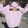 Cousin Of The Birthday Girl Mouse Family Matching Women Oversized Hoodie Back Print Light Pink