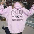 Cupid University Cute Valentine's Day Valentines Day Women Oversized Hoodie Back Print Light Pink