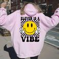 Eleven Is A Vibe 11Th Birthday Groovy Boys Girls 11 Year Old Women Oversized Hoodie Back Print Light Pink