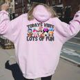 Field Day Quote For Girls Todays Vibes Lots Of Fun Gnomies Women Oversized Hoodie Back Print Light Pink