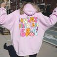 In My Field Trip Era Retro Groovy Teacher Field Day 2024 Women Oversized Hoodie Back Print Light Pink