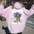 Flowers Lilac Floral Bouquet Essence Of Life Colored Vintage Women Oversized Hoodie Back Print Light Pink