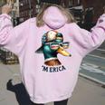 4Th Of July Duck American Flag Patriotic Duck Hunting Women Oversized Hoodie Back Print Light Pink