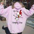 Chicken It's Fine I'm Fine Everything Is Fine Women Oversized Hoodie Back Print Light Pink