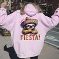 Let's Fiesta Sloth Cinco De Mayo Fiesta Mexican Women Oversized Hoodie Back Print Light Pink