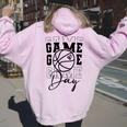 Game Day Sport Lover Basketball Mom Girl Women Oversized Hoodie Back Print Light Pink