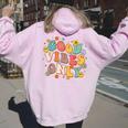 Good Vibes Only Peace Sign Love 60S 70S Retro Groovy Hippie Women Oversized Hoodie Back Print Light Pink