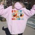 Groovy Grandma 70S Vibe Bday Colors Groovy Peace Sign Women Oversized Hoodie Back Print Light Pink