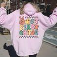 Groovy Last Day Of School 1St Grade Peace Out First Grade Women Oversized Hoodie Back Print Light Pink