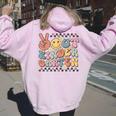 Groovy Last Day Of School Peace Out Kindergarten Women Oversized Hoodie Back Print Light Pink