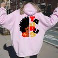 Half Face Taurus Black Queen Birthday Zodiac Curly Hair Women Oversized Hoodie Back Print Light Pink