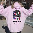 Half Mexican And American Mexico America Usa Flag Girl Women Women Oversized Hoodie Back Print Light Pink