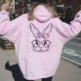 Happy Easter Cute Bunny Face Tie Dye Glasses Rabbit Girl Kid Women Oversized Hoodie Back Print Light Pink