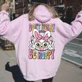 Happy Easter Groovy Bunny Face Don't Worry Be Hoppy Women Women Oversized Hoodie Back Print Light Pink