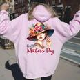 Happy Mother's Day Cute Floral Mom Mommy Grandma Womens Women Oversized Hoodie Back Print Light Pink