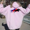 Horse Race Splechase Derby Racing Women Oversized Hoodie Back Print Light Pink