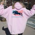 Horse Rider Equestrian Jumping Usa Team Coach American Flag Women Oversized Hoodie Back Print Light Pink
