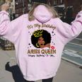 It's My Birthday Aries Queen African American Women Women Oversized Hoodie Back Print Light Pink