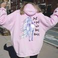Just A Girl Who Loves Horses Horse Horseback Riding Women Oversized Hoodie Back Print Light Pink