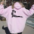 Keep Calm And Meditate Yoga Woman Silhoutte Women Oversized Hoodie Back Print Light Pink