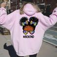 Be Kind Messy Bun Autism Awareness For Black Girls Women Oversized Hoodie Back Print Light Pink