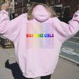 Kiss More Girls Gay Lesbian Pride Lgbt Lovers Feminist Women Oversized Hoodie Back Print Light Pink