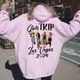 Las Vegas Girls Trip 2024 Birthday Squad Vacation Women Oversized Hoodie Back Print Light Pink